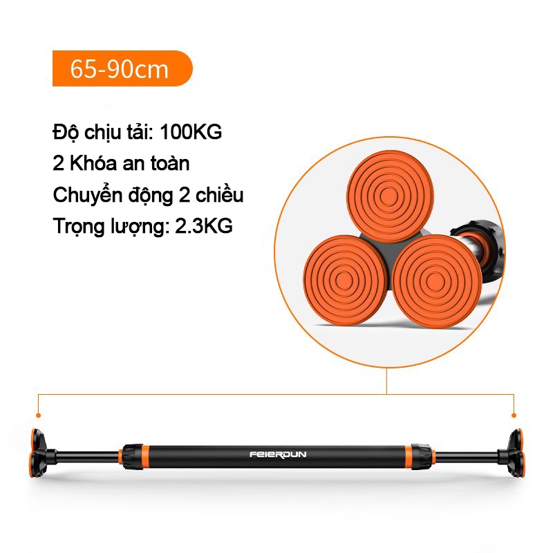 Xà Đơn Treo Tường Thế Hệ Mới FED-0228 - Kích Thước 65-90CM + tặng kèm thước cân bằng Livo