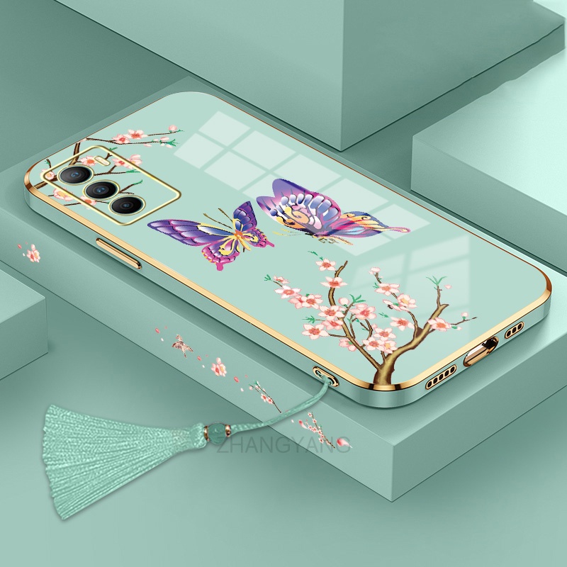 ốp lưng oppo a3s a12e Ốp Điện Thoại Silicon Họa Tiết Bươm Bướm Kèm Dây Đeo Cho oppo a3s a12e