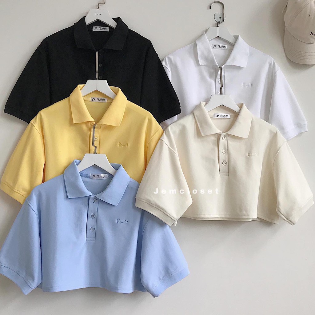 Áo Croptop Polo Nữ JEMCLOSET Croptop Form Rộng PYNY Thỏa Mái Nhiều Màu Siêu Cá Tính Mix Đồ Dễ Dàng 10103