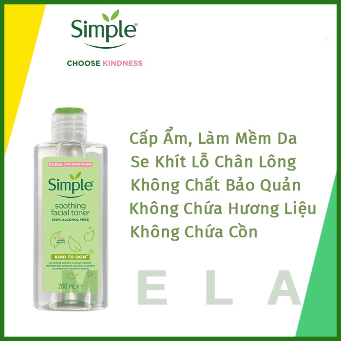 ✅[NHẬP KHẨU] Nước Hoa Hồng Simple Kind To Skin Soothing Facial Toner 200ml