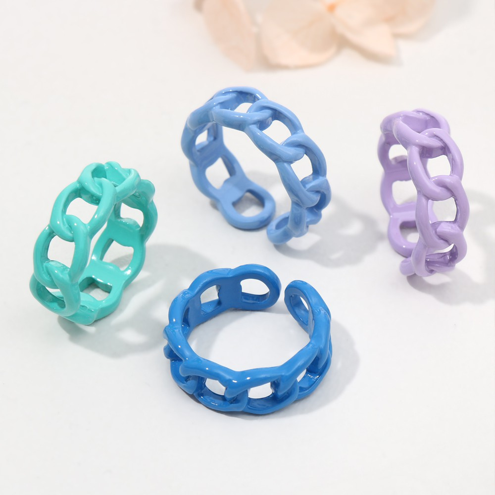 Nhẫn Acrylic Họa Tiết Hình Học Nhiều Màu Sắc Phong Cách Punk 2021