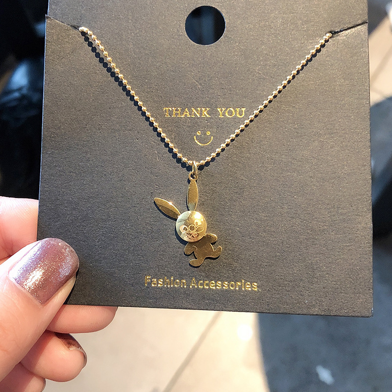 Vòng Cổ Thép Titan Mặt Hình Thỏ Thời Trang 2021