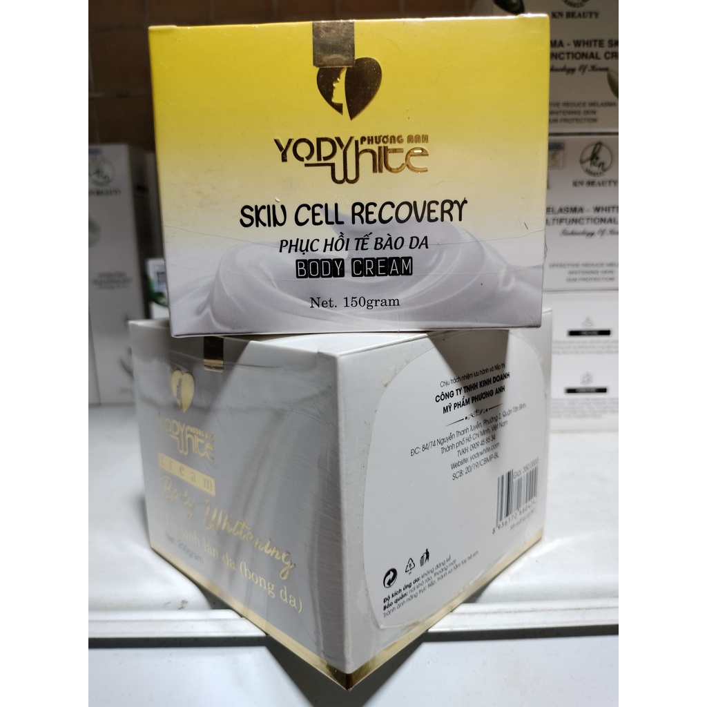 Bộ kem Body bong da và Body Phục hồi YODY WHITE Phương Anh 150gr - Kem body dưỡng thể cải thiện tông da