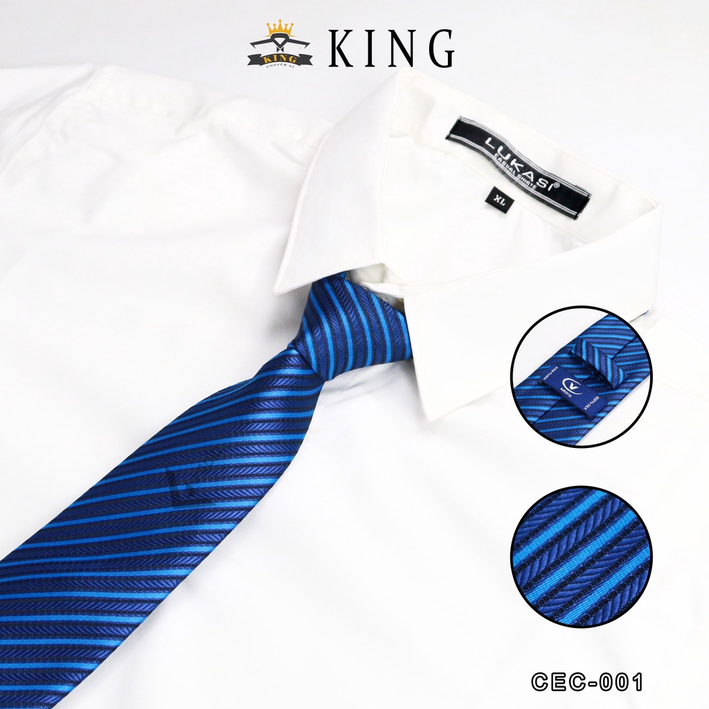 Cà vạt nam công sở bản 8cm KING caravat cao cấp vải silk lụa 100% họa tiết  8cm sọc 3 lớp đẹp giá rẻ C001