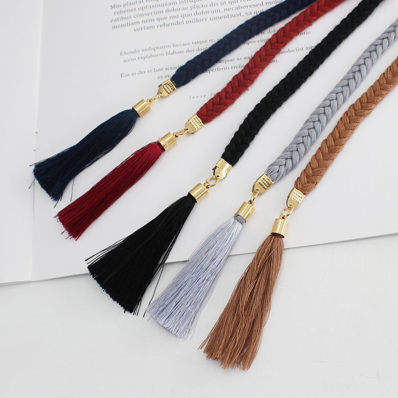 Thắt Lưng Bện Dây Cotton Phối Ren Mỏng Phong Cách Hàn Quốc Mới 2021
