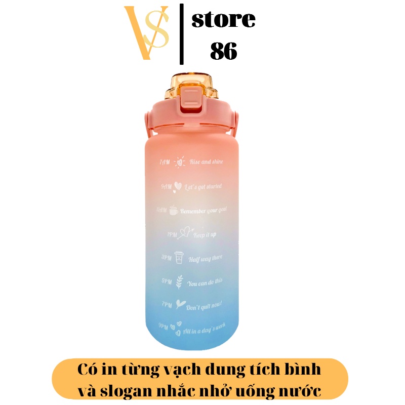 Bình Đựng Nước 2L Dễ Thương Bình nước 2 lít cute chia vạch nhắc nhở Có Vạch Báo Giờ Uống Nước
