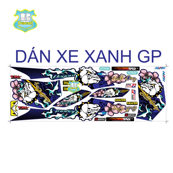 ( Quí khách vui lòng mang ra tiệm cho thợ dán ) Tem elegant 50 2016 bull dog