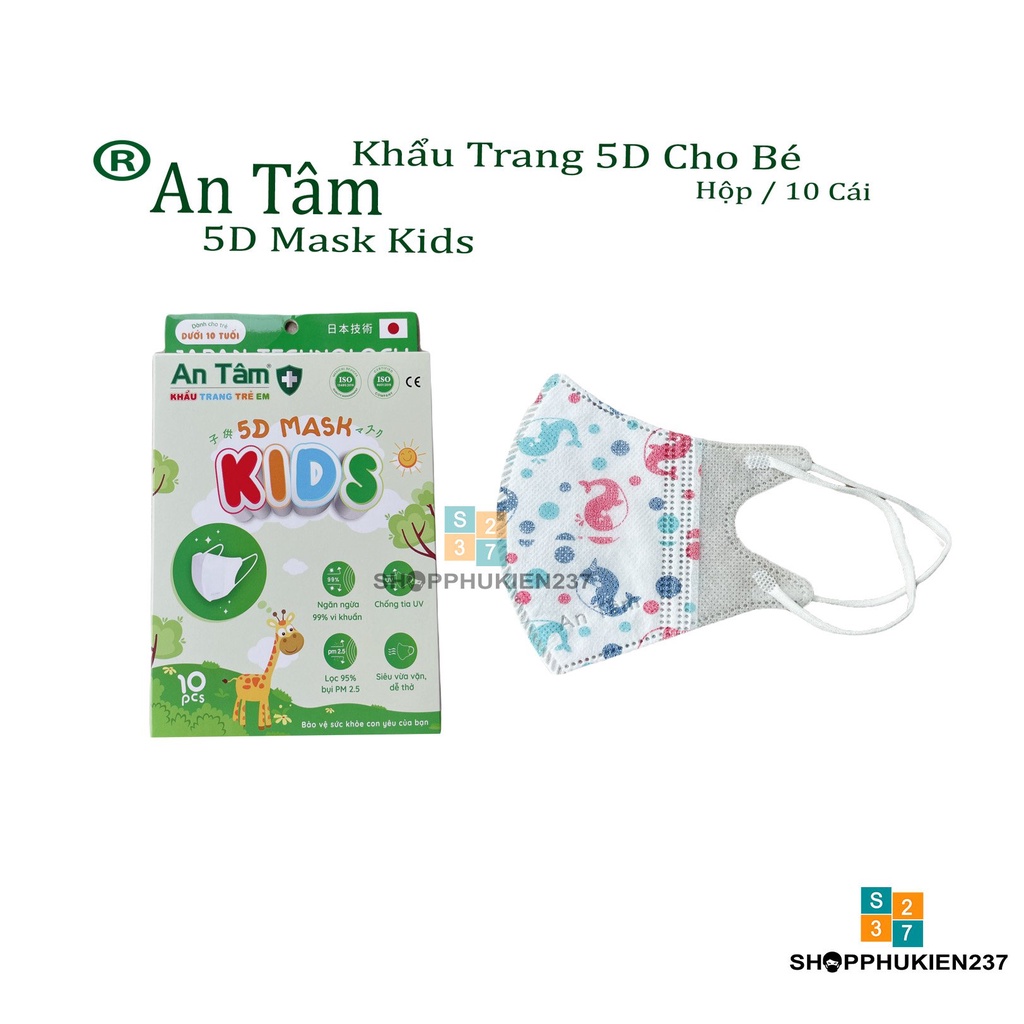 10 Cái Khẩu Trang Cho Bé 5D An Tâm Hàng 3 Lớp Vải SMS Nhiều Mẫu Mã
