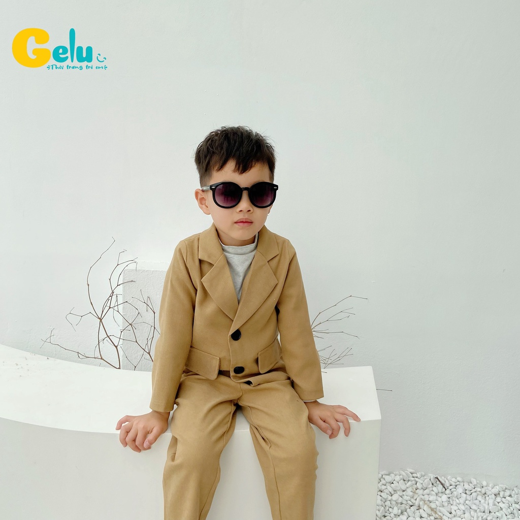 Set vest bé trai ,Bộ Vest nhung Hàn cao cấp cho bé trai - Gelukids-GLB018