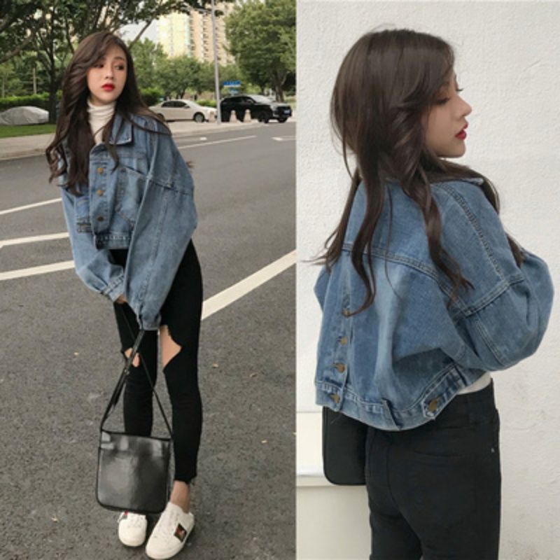 Áo Khoác Jeans Nữ Thời Trang Phong Cách Hàn Quốc