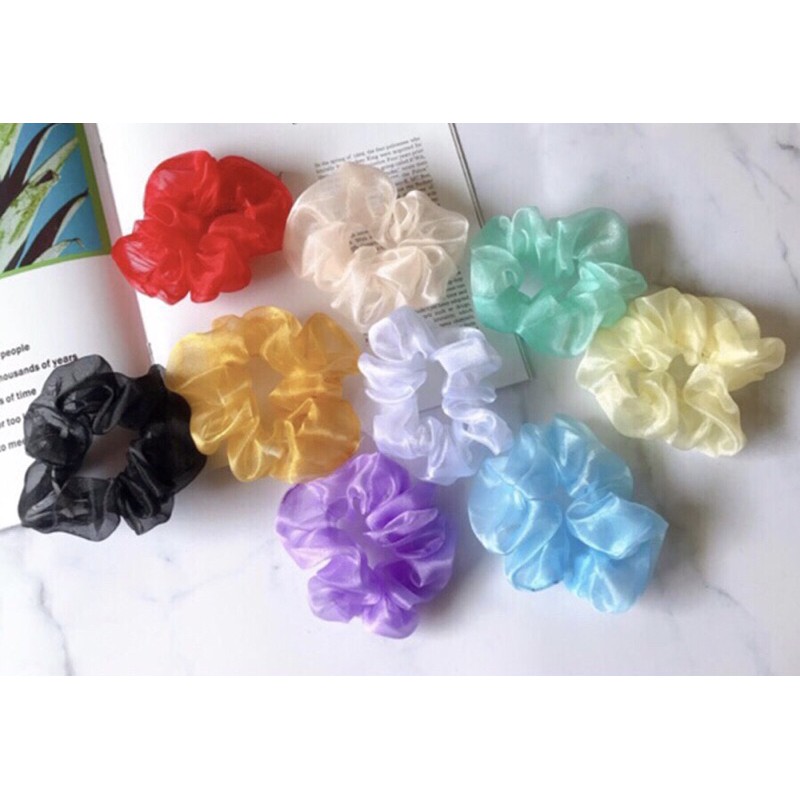 Dây buộc tóc vải voan tơ, chiffon nhiều màu sắc