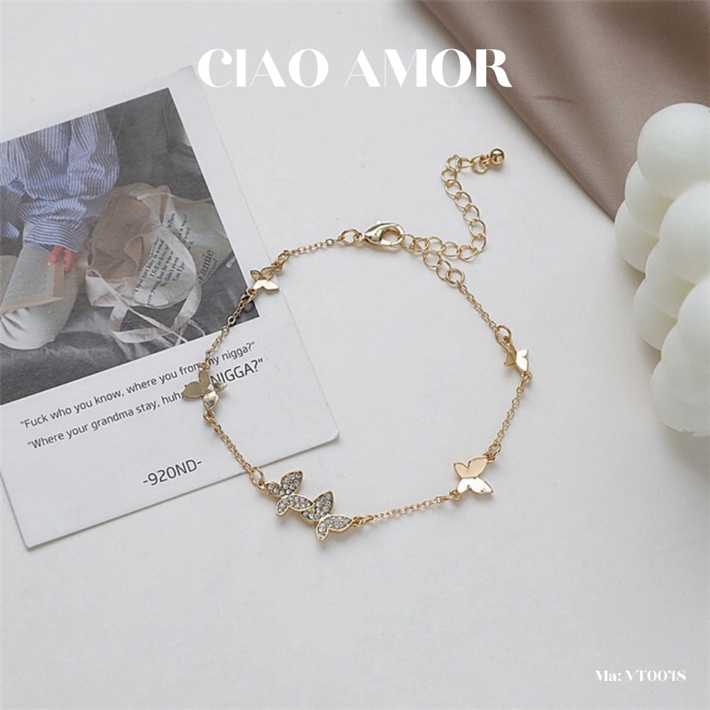Vòng tay nữ, lắc tay nữ hai cánh xinh Trang sức Ciao Amor - Mã VT0048