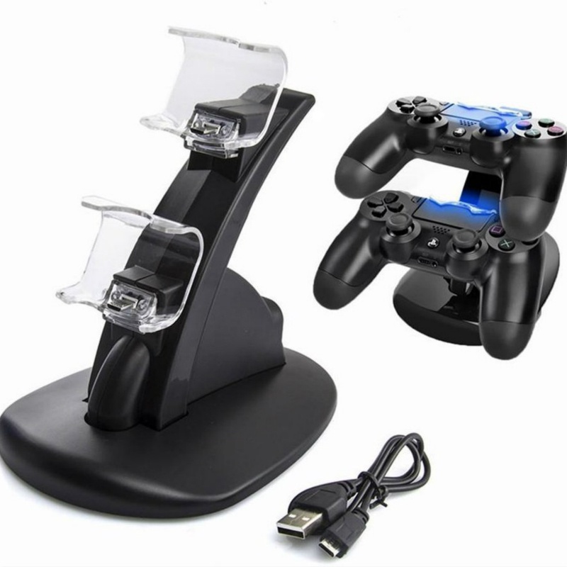 Đế Sạc Đôi USB Kép Cho Tay Cầm Điều Khiển Chơi Game Sony Playstation 4 PS4