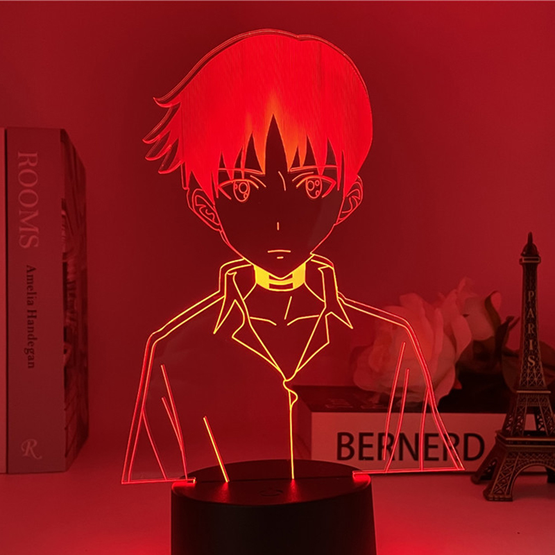Đèn LED để bàn bằng acrylic hình anime EVANGELION có cổng sạc USB