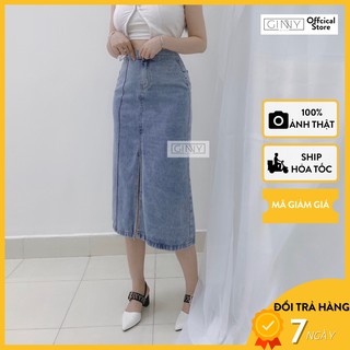 Chân Váy Jean Cạp Cao MK-04 Phong Cách Ulzza|Thời Trang Ginny
