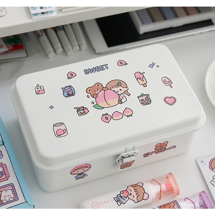 Hộp 100 Miếng Dán Trang Trí Diy Họa Tiết Hoạt Hình 2 Kiểu Dáng Dễ Thương