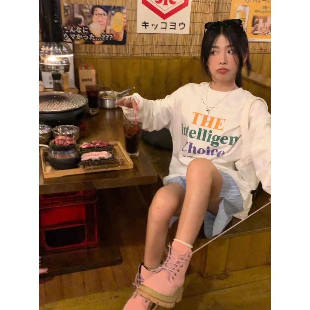 NRVP Mới Áo Thun Tay Dài Dáng Rộng In Chữ Phong Cách Hàn Quốc 2023