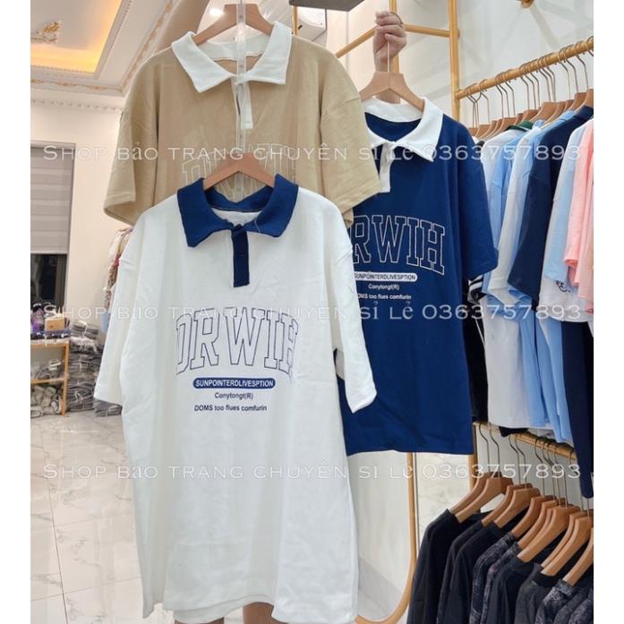 Áo Phông Polo DRWH Cổ Bẻ Chất Tăm Dày Form To Rộng Unisex Nam Nữ Kiểu Dáng Hàn Quốc Ulzzang Hot