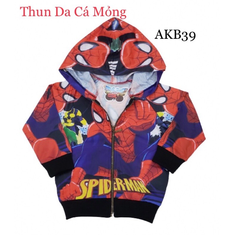 Áo Khoác Thun Da Cá Mỏng In 3D 3 đến 15tuổi