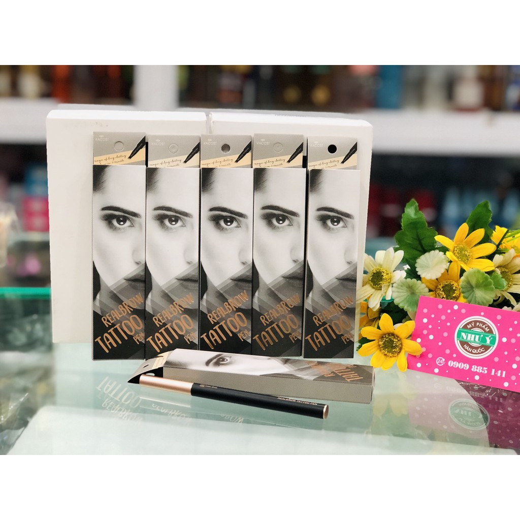 Chì Kẻ Mày Phẩy Sợi Vacosi Màu Nâu Xám Real Brow Tattoo Pen VM14 - Bút Kẻ Mày Phẩy Sợi Vacosi