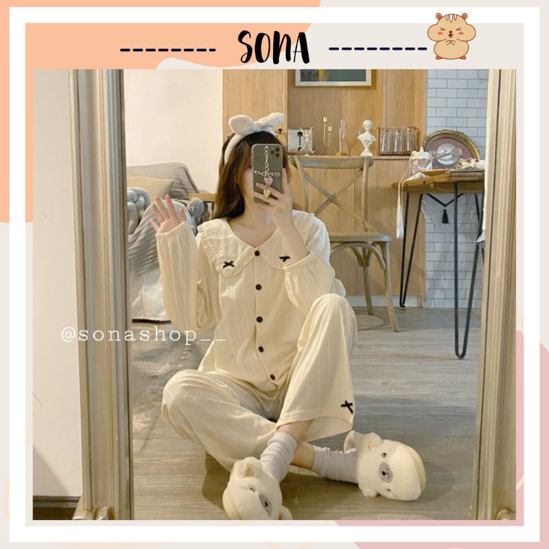 Đồ ngủ dài tay Ulzzang tiểu thư mặc nhà (có ảnh thật)- SN01