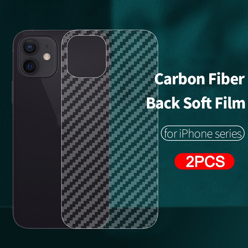 （2 miếng）Dán Lưng Điện Thoại Cacbon Chống Vân Tay cho iPhone 14 13 12 11 Pro Max X Xs Xr 6 6s 7 8 Plus