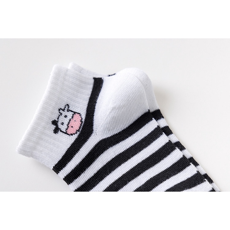 Tất Nữ Bò Sữa Cổ Ngắn Cute Dễ Thương - Set 5 Đôi Vớ Nữ Bò Sữa Phong Cách Hàn Quốc [TẶNG KÈM TÚI ZIP]