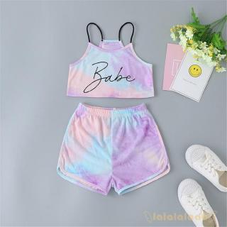 Bộ Áo Hai Dây Thắt Nơ + Quần Ngắn Co Giãn Cho Bé Gái