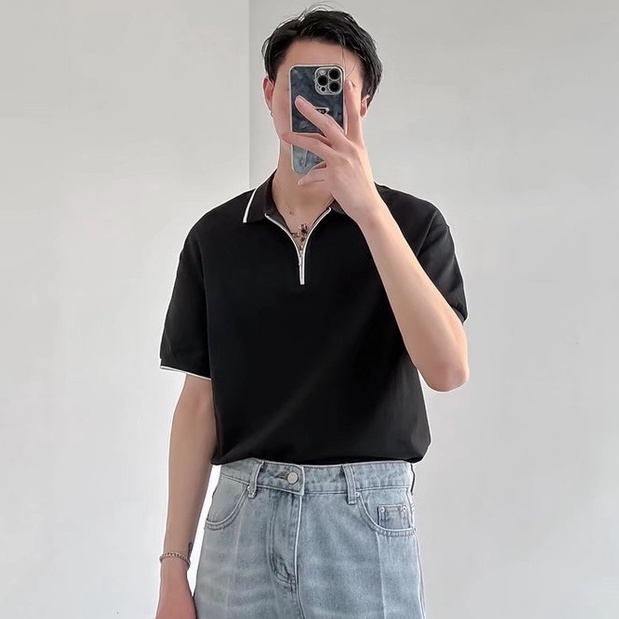 Áo Thun polo Màu Trơn Tay Ngắn Thời Trang Mùa Hè Size M-2XL Phong Cách Hàn Quốc Cho Nam