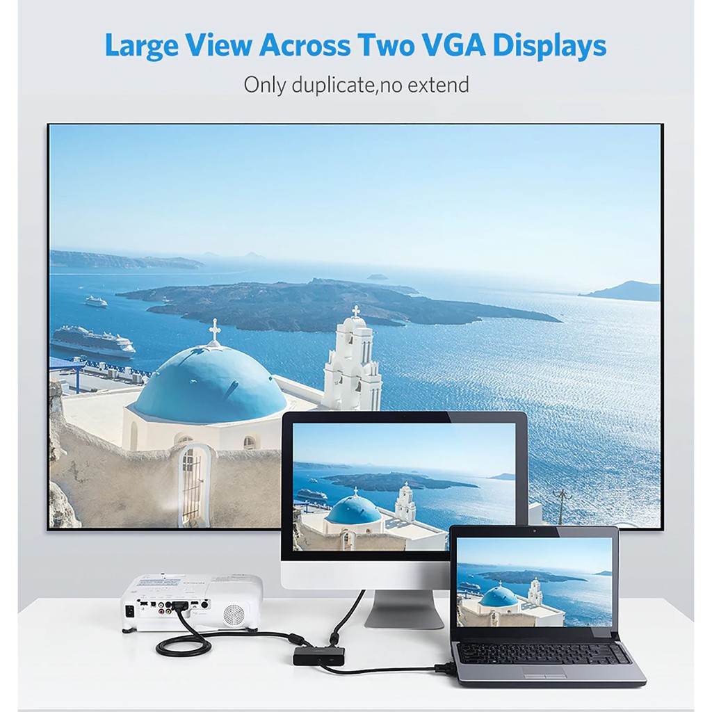 Bộ Chia VGA 1 Sang 2 Cao Cấp | UGREEN 40254, giúp xuất hình ảnh ra 2 màn hình cùng lúc, siêu bền, cắm là chạy