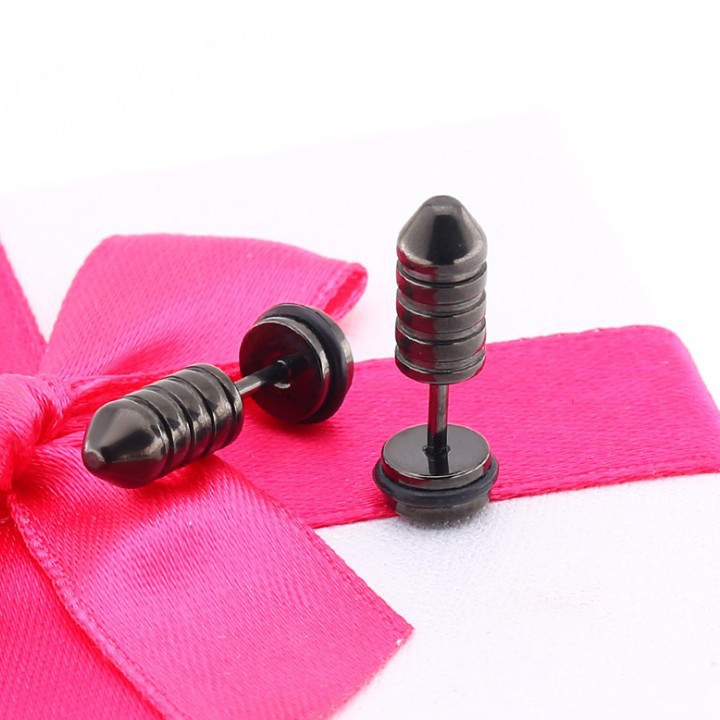 Bông Tai Nam Hình Ốc Vít Titan Không Đen TT 1692