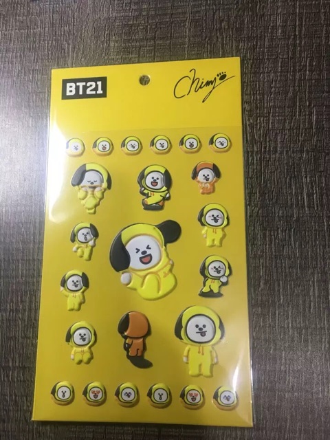 Sticker 3D NỔI BT21 Tata Cooky Shooky Mang Koya Chimmy RJ VAN