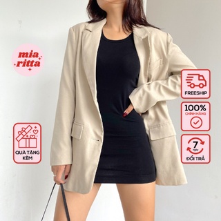 Blazer Mia Ritta đũi be 2 khuy oversize - Áo blazer nữ trơn dáng suông 2 lớp A1974