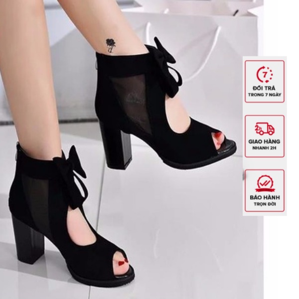 Giày Cao Cổ Đính Nơ Kèm Hình Thật {Hàng Mới 100%}