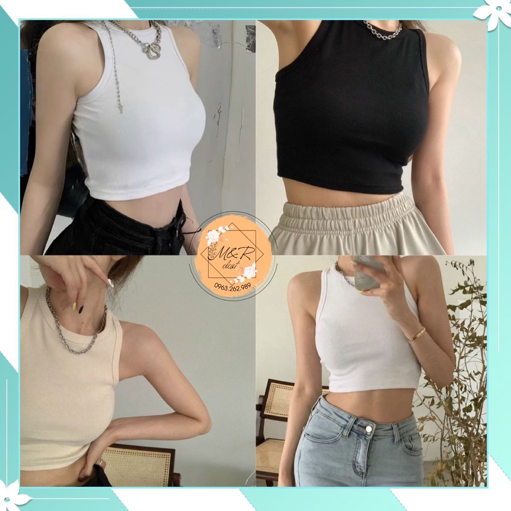 Áo croptop ba lỗ ngược chất bozip dầy co dãn tốt, mặc tôn dáng, 3 màu sang chảnh