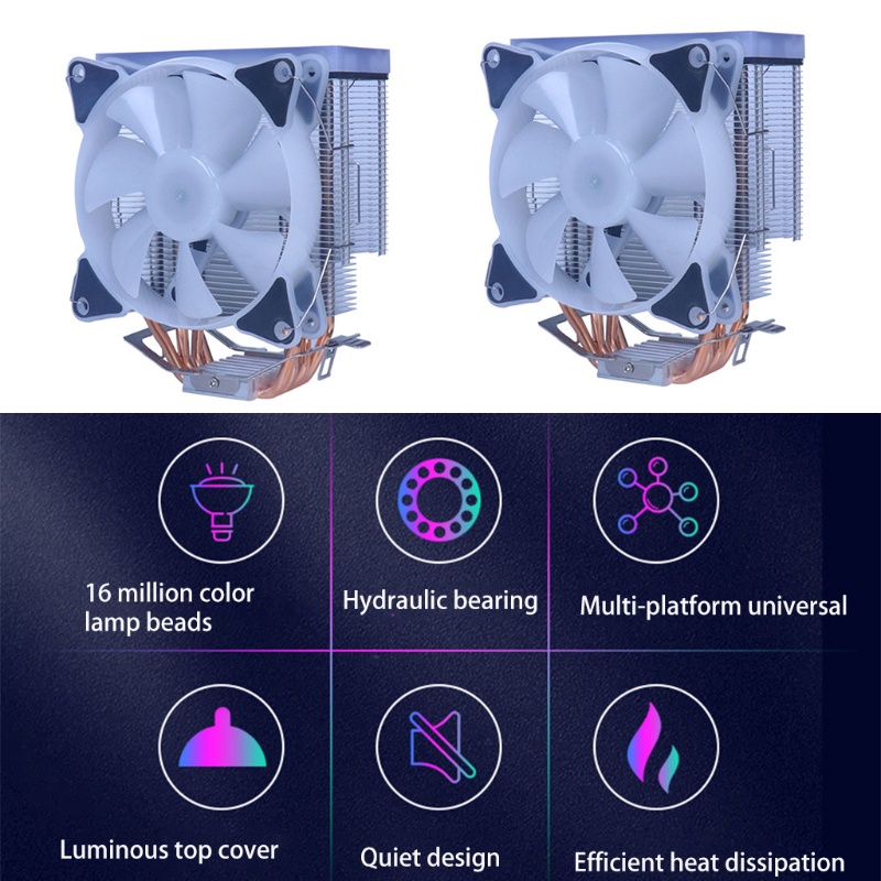 Quạt Làm Mát CPU 4 Cánh Nhiều Màu Sắc Tùy Chọn Yên Tĩnh