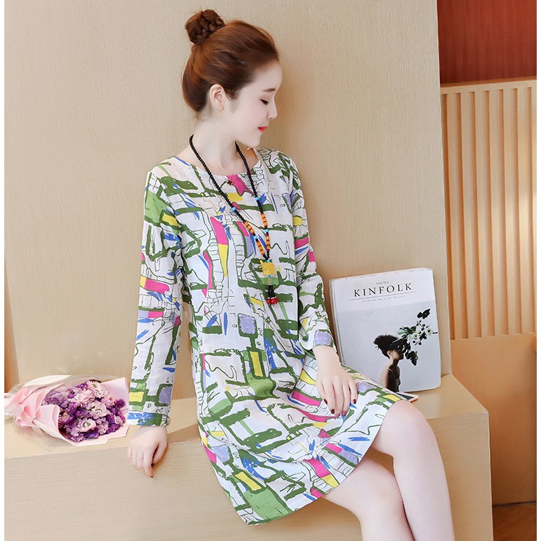 Đầm nữ dáng suông họa tiết mới lạ da66