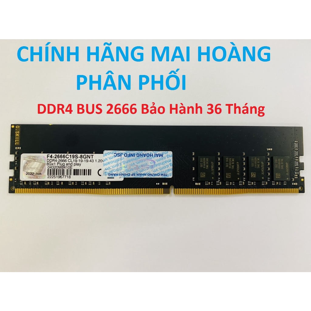 Ram GSKill Aegis DDR4 8GB 16GB bus 2666MHz - tản nhiệt mới bảo hành 36 tháng