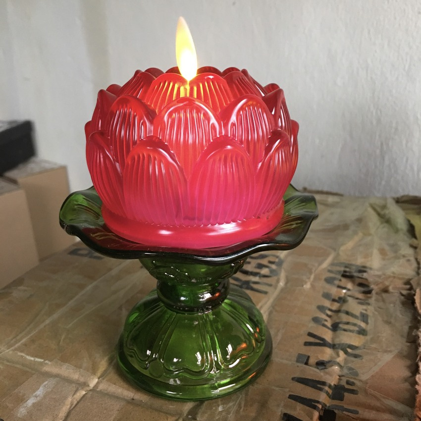 nến điện tử hoa sen thuỷ tinh, đèn lưu ly | BigBuy360 - bigbuy360.vn