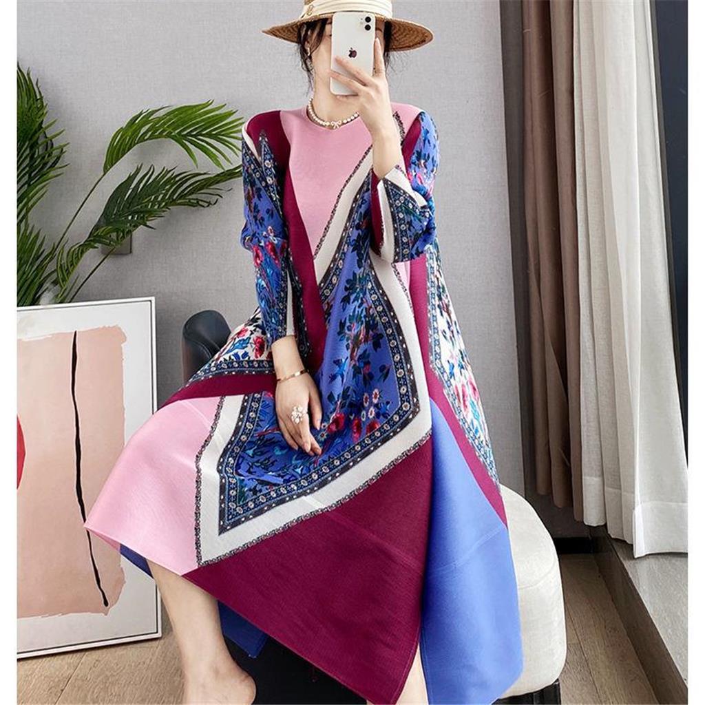 Đầm Dài Trung Bình Mỏng Dáng Rộng Xếp Ly Thời Trang Xuân Thu Thu Xuân Dành Cho Nữ 2022 Mới