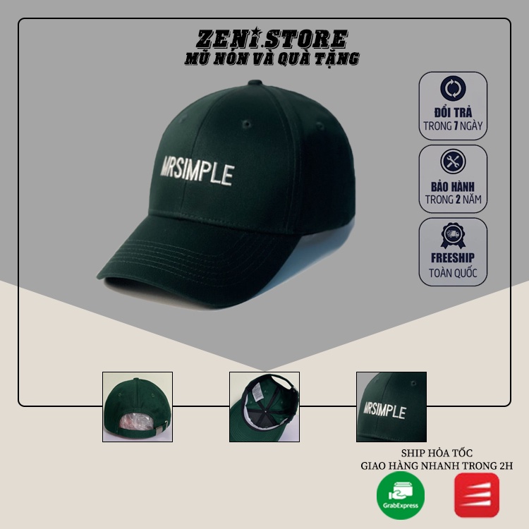 Mũ lưỡi trai, Nón kết xuất khẩu Zeni Store thêu chữ nổi MR.Simple Siêu HOT Freeship, Full Hộp