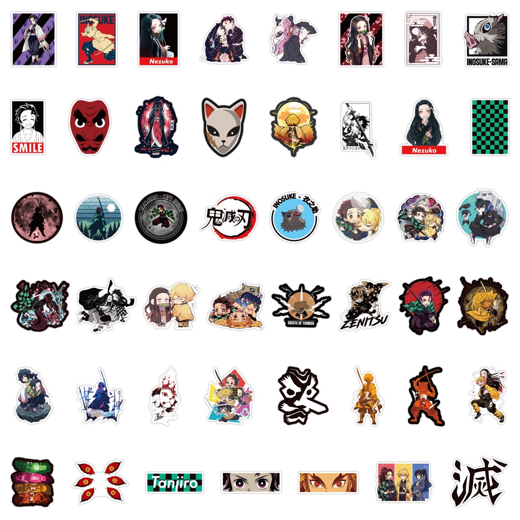 Bộ 50 / 100 Miếng Dán Chống Thấm Nước Hình Demon Slayer Cho Vali YS2