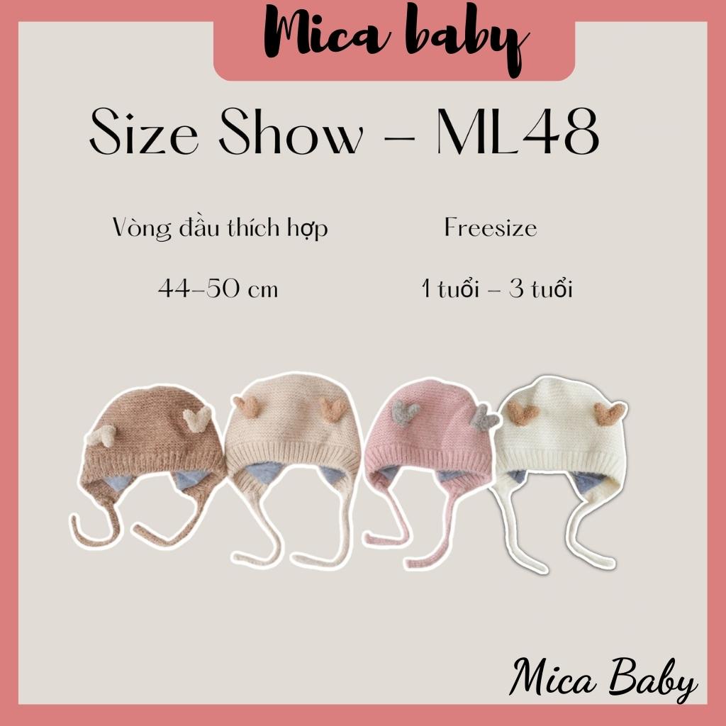Mũ len cột dây sừng nai nhỏ xinh xắn cho bé Mica baby ML48