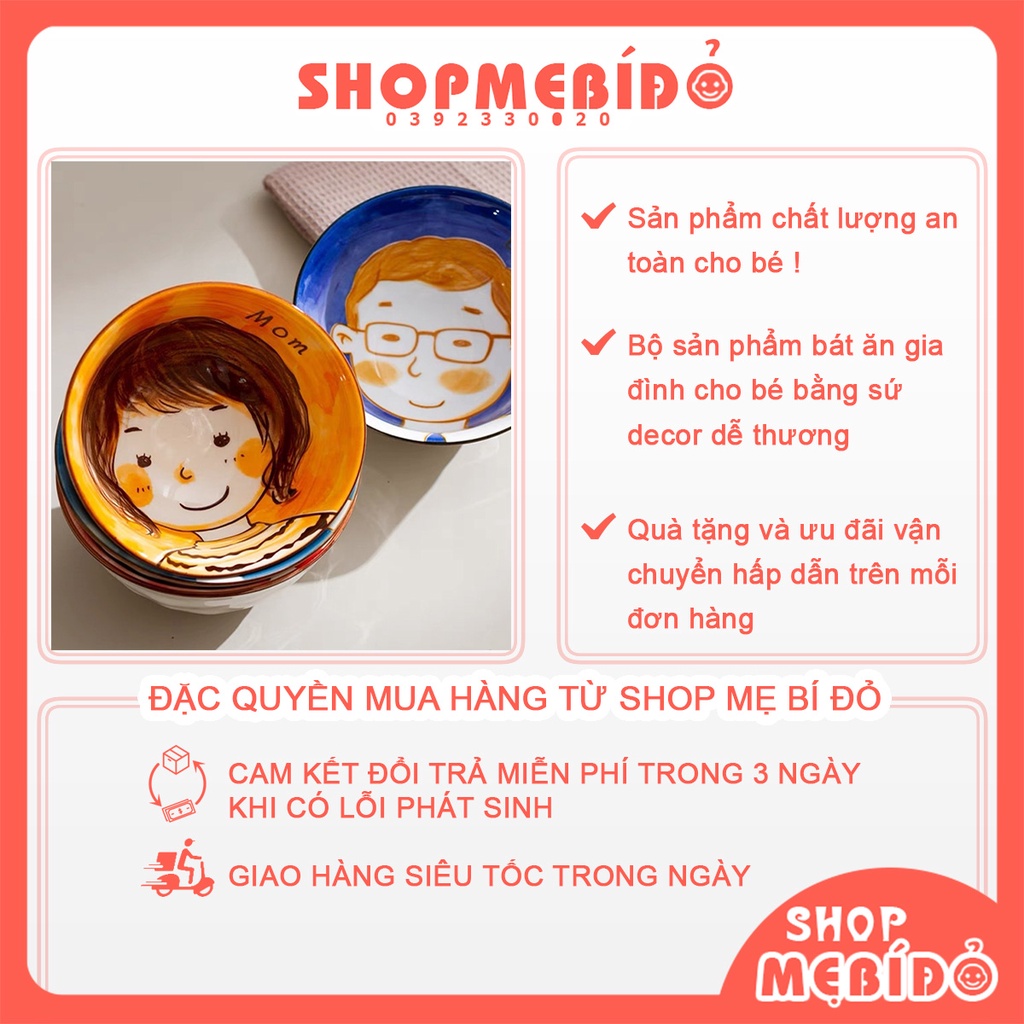 Bát Ăn Dặm Gốm Sứ Bát Ăn Cơm Gia Đình Decor Dễ Thương Cute 350ml Shop Mẹ Bí Đỏ