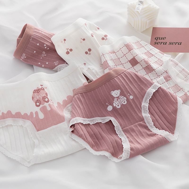 Quần Lót Nữ Cotton Kháng Khuẩn Hình Cherry Ngang Eo Thời Trang . Hàng Loại Đẹp.