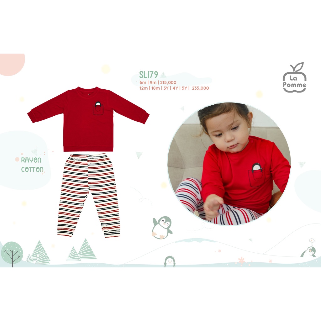 Bộ La Pomme Bamboo túi cánh cụt dài tay cài vai cao cấp mềm mịn thấm hút tốt thoáng mát cho bé trai bé gái SL179