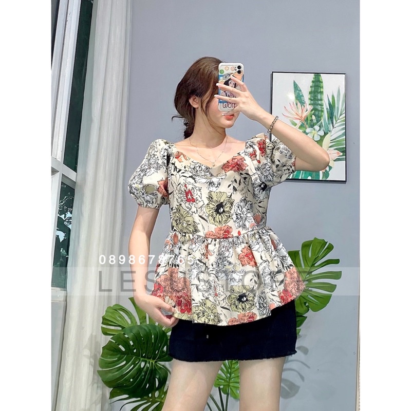 ẢNH THẬT Áo peplum hoa tay búp