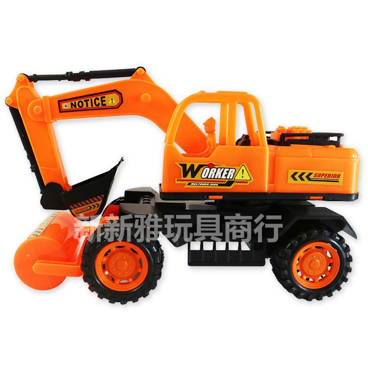 Máy xúc đồ chơi , Máy xúc cho bé loại To kết hợp xe Lu đà đẩy Tự Chạy, Các chi tiết đều hoạt động được.