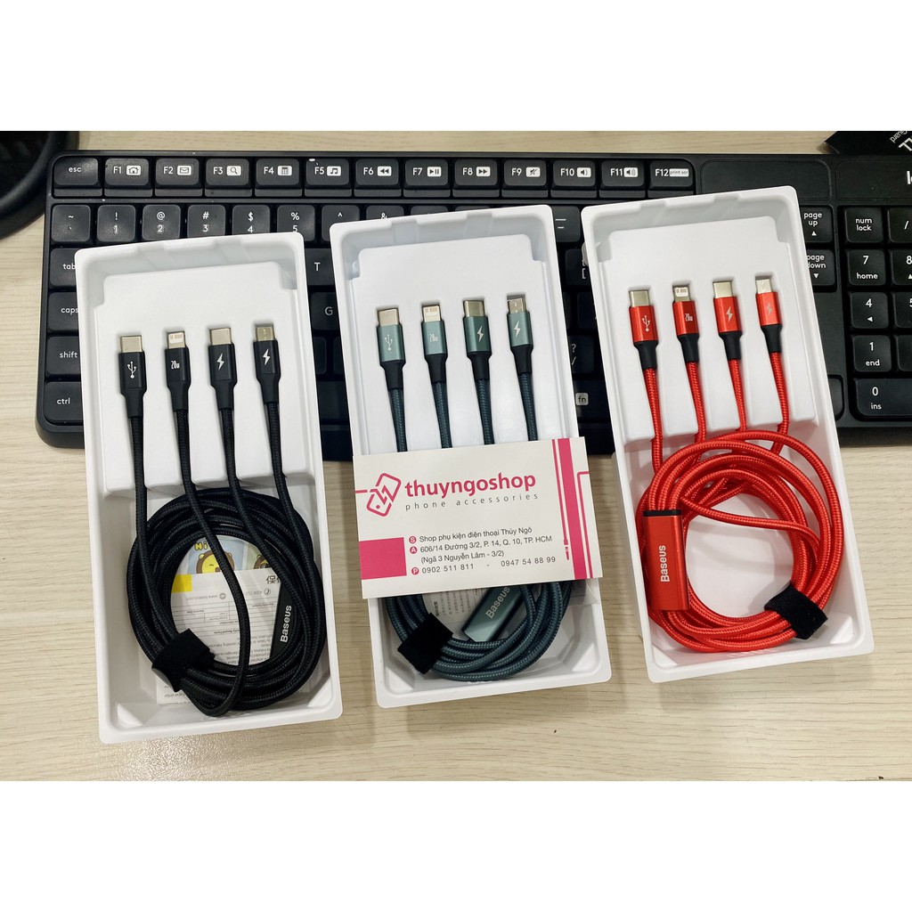 Cáp sạc 3 đầu Baseus PD 20W Type-C to Type-C / Lightning/ Micro USB