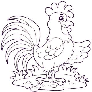 Tranh tô màu chú gà trống choai V66